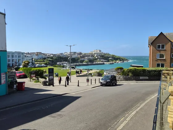View towards Newquay seafront and harbour from a nearby street.